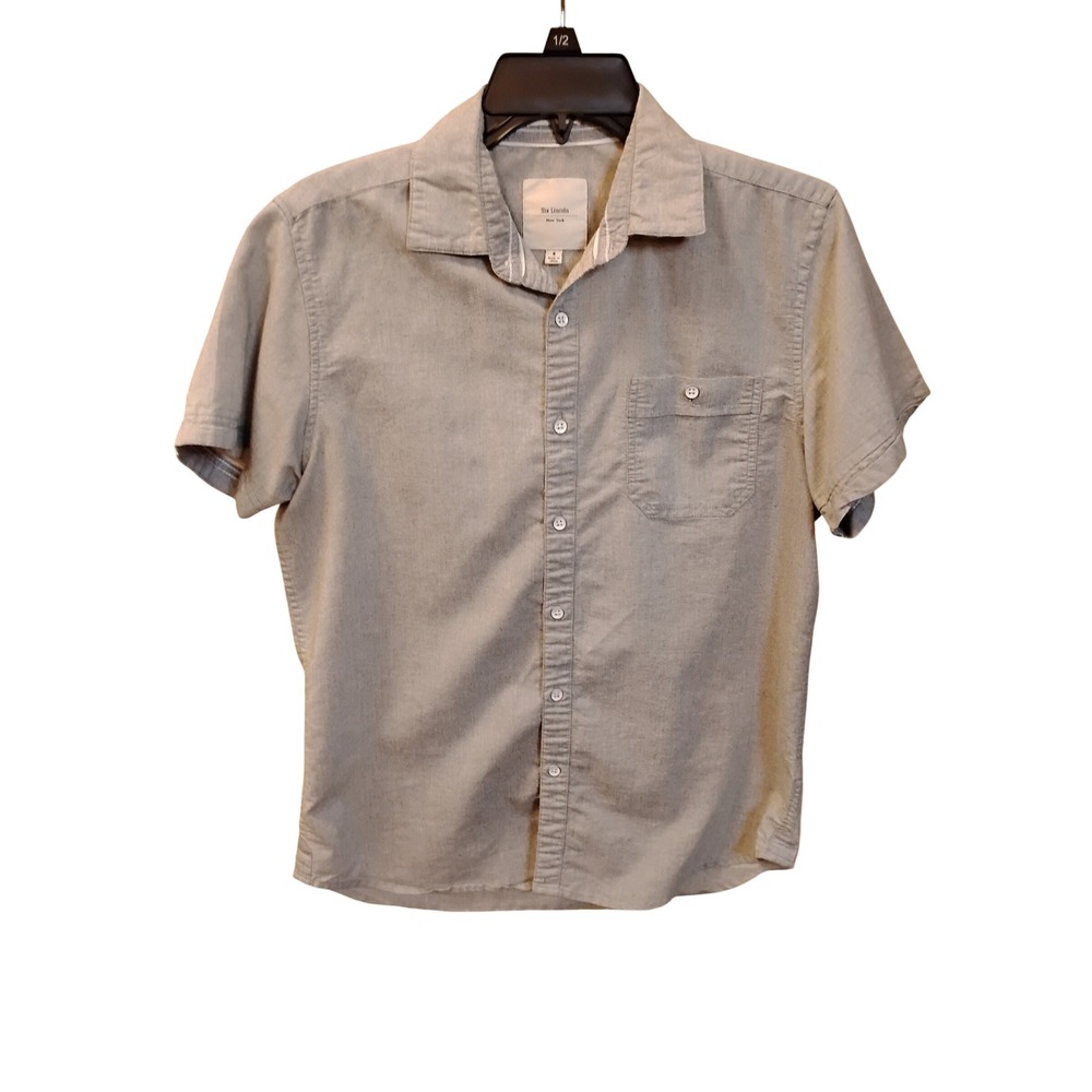 Six Lincoln New York Mens Slim Fit Short Sleeve Button Down Shirt Gray Small